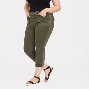 Torrid Aviator Crop Twill Pant - Olive Green 22